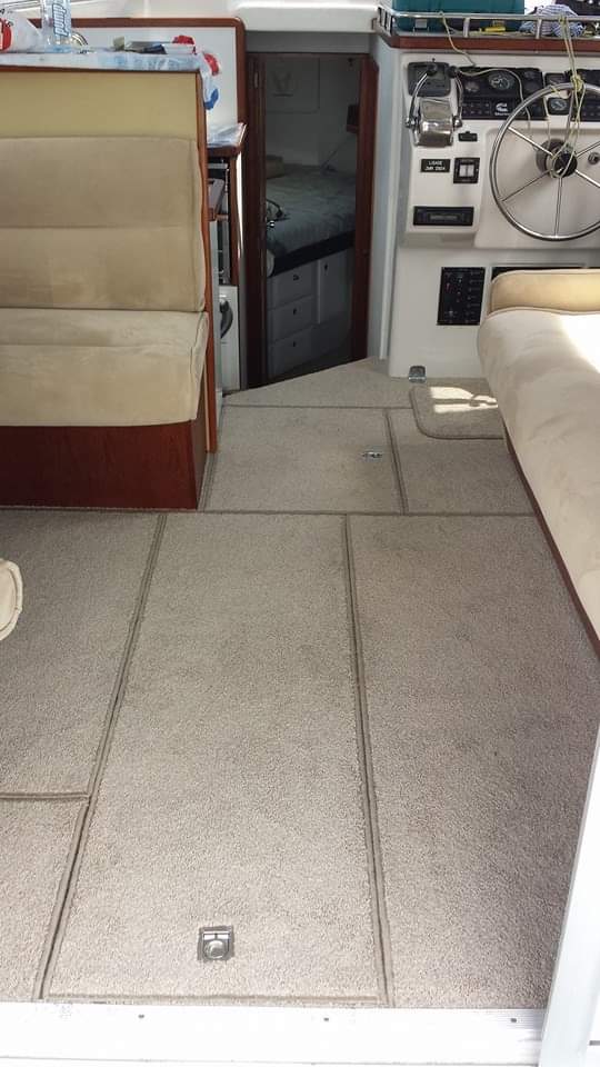 Boat carpet template and measurement at the marina